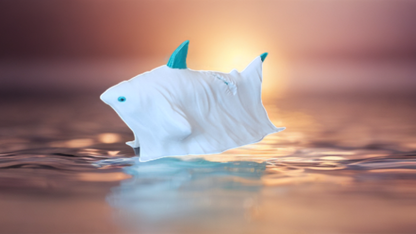 Whimsical Ghost-Shark Figurine - Unique 3D Crafted Design - Halloween Meets Underwater Decor - Spooky Nautical Accessory