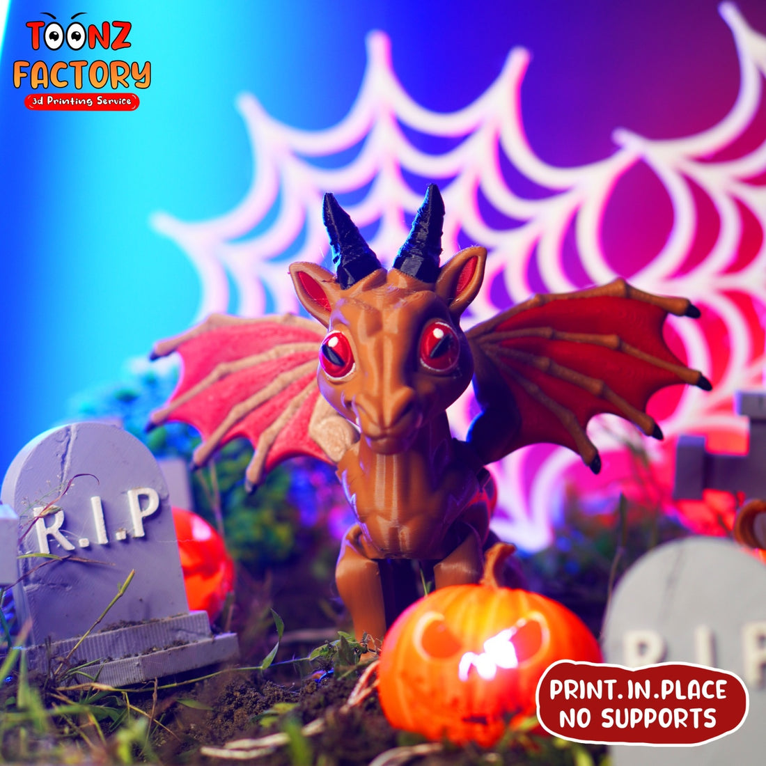 Articulated FLEXI Jersey Devil - 3D Printed Myth Comes Alive. Halloween collection. Personalized gift.