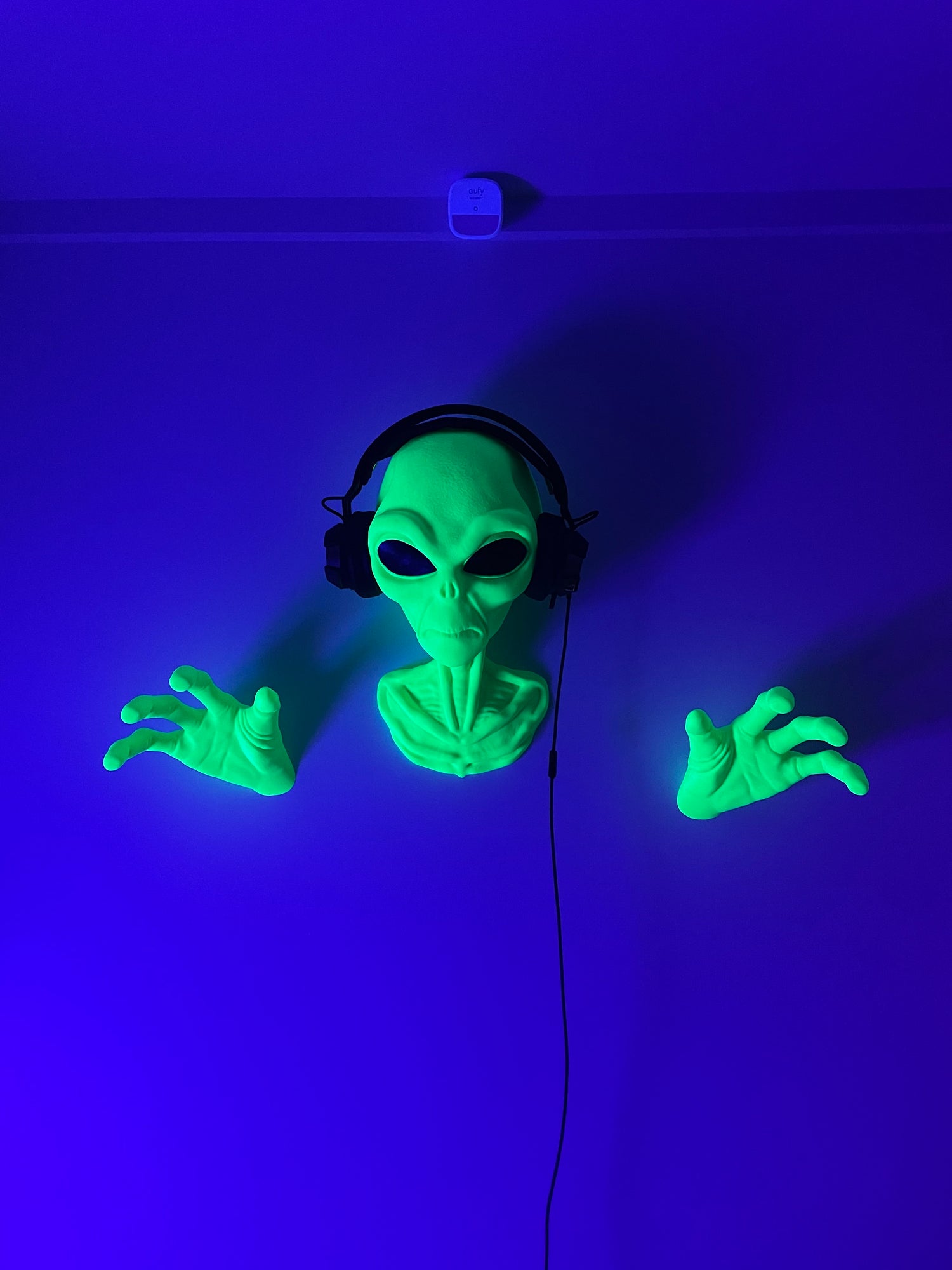 Wall-Mounted Alien Headphone Stand - An Otherworldly Abode for Your Tunes. Halloween collection. Personalized gift.