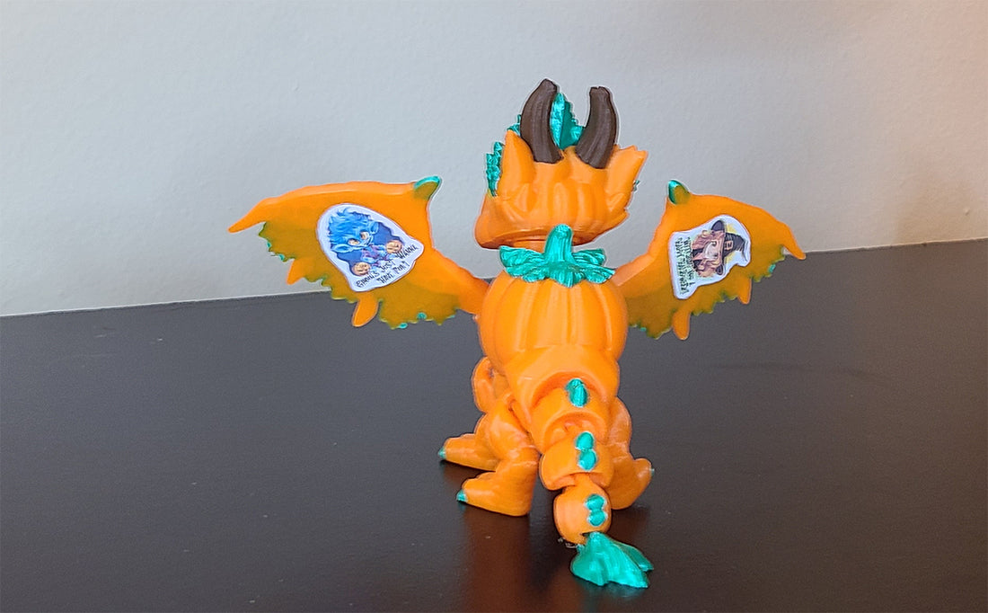 Articulated Pumpkin Dragon. Halloween collection. Personalized gift.