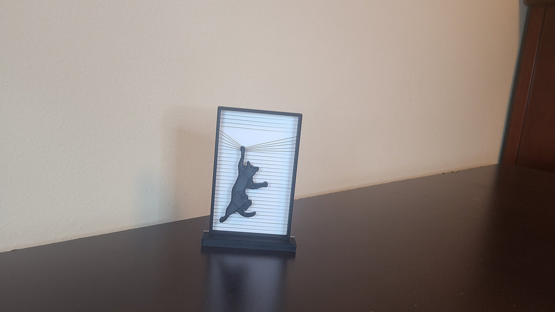 3D Printed Peeking Cat with String Art Details, Contemporary Tabletop Decor for Cat Lovers, Cat Desk Art, Cat Kids Gift For Christmas